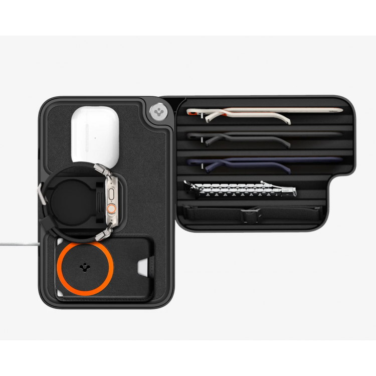 Spigen SGP Επιτραπέζια βάση Organizer για Apple Watch Band S340 με λειτουργία φόρτισης, 90° σύστημα περιστροφής & αποθηκευτικούς χώρους - ΜΑΥΡΟ - AMP07602
